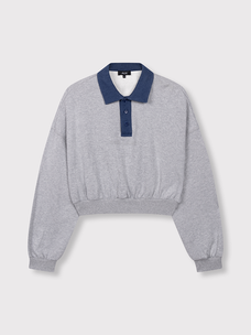 Alix The Label Ladies Knitted Polo Sweater Soft Grey Melange