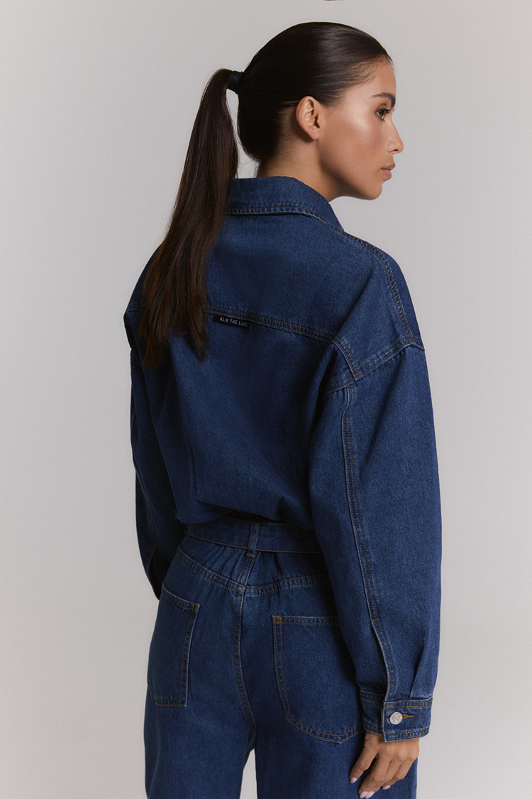 Alix The Label Ladies Woven Denim Jumpsuit Mid Denim Blue