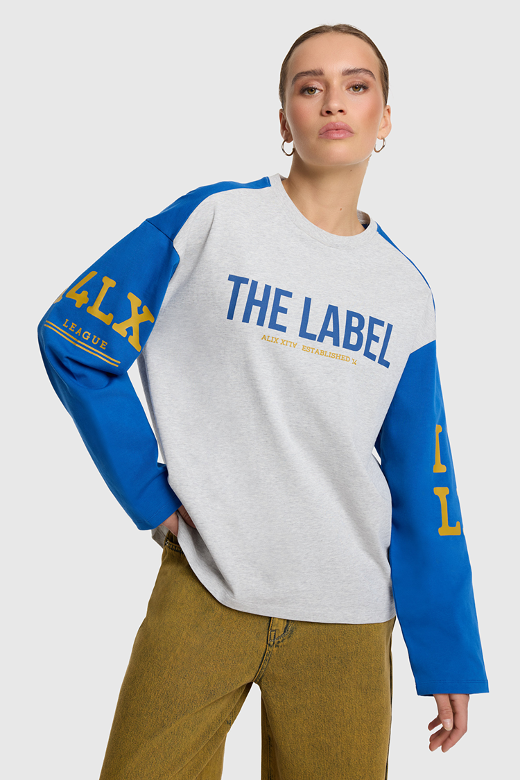 Alix The Label Ladies Knitted Mix Longsleeve T-Shirt Light Grey Melange