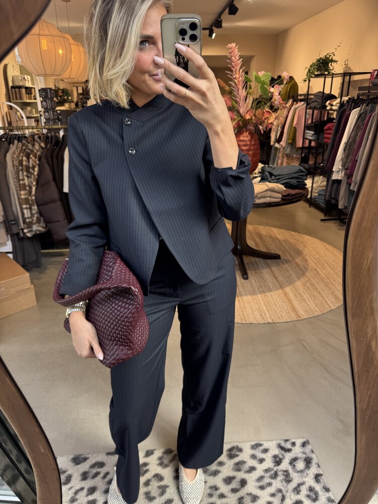 Neo Noir Nathalie Slim Pinstripe Pants Dark Navy
