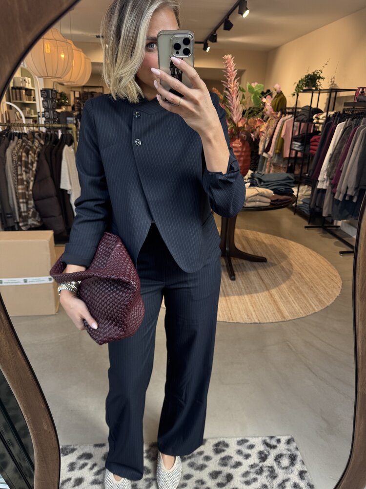 Neo Noir Nathalie Slim Pinstripe Pants Dark Navy