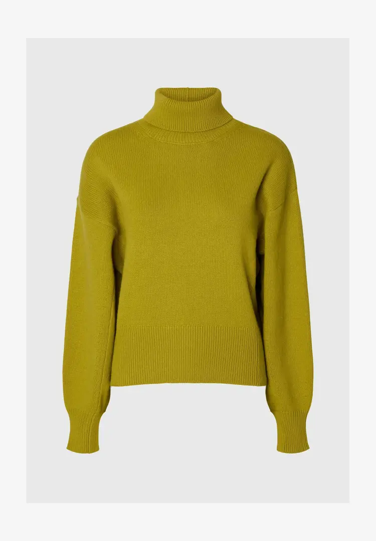 Selected Femme Wellie LS Knit Roll Neck Avocado Oil