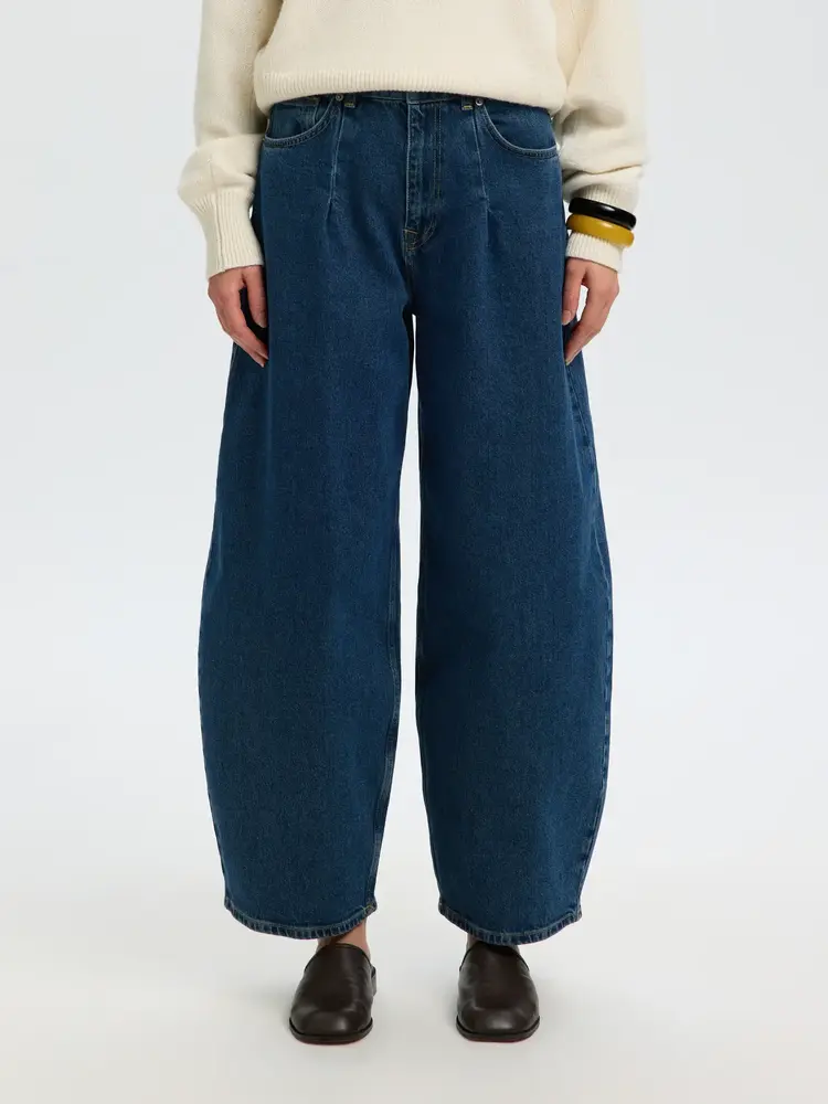 Selected Femme Barrel Loose Nanet Mid Blue HW Jeans Medium Blue Denim
