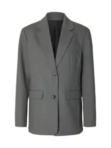 Selected Femme Oversized Mara Wool Blend Blazer Grey Melange