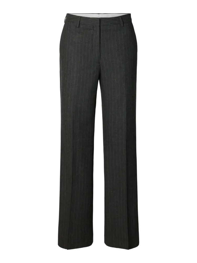 Selected Femme Flared Malia MW Pant Dark Grey/Pinstripe