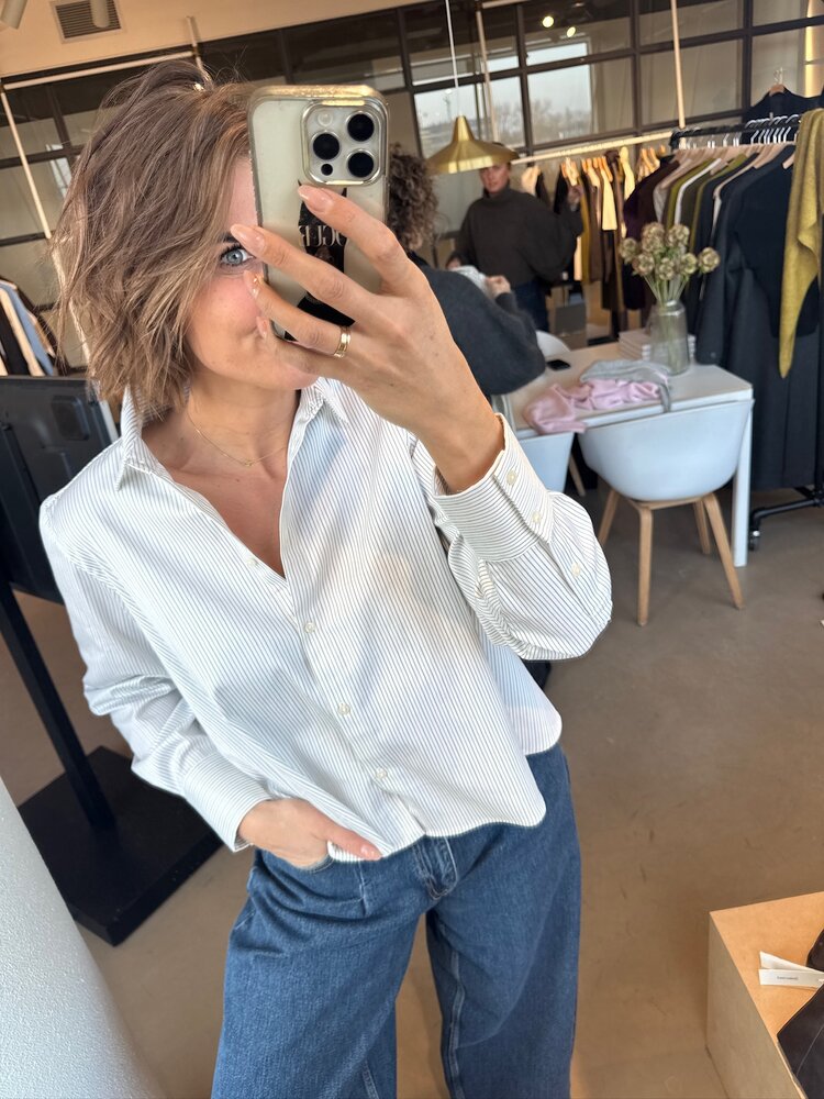 Selected Femme Romie LS Relaxed Shirt Avocado Oil/Stripe