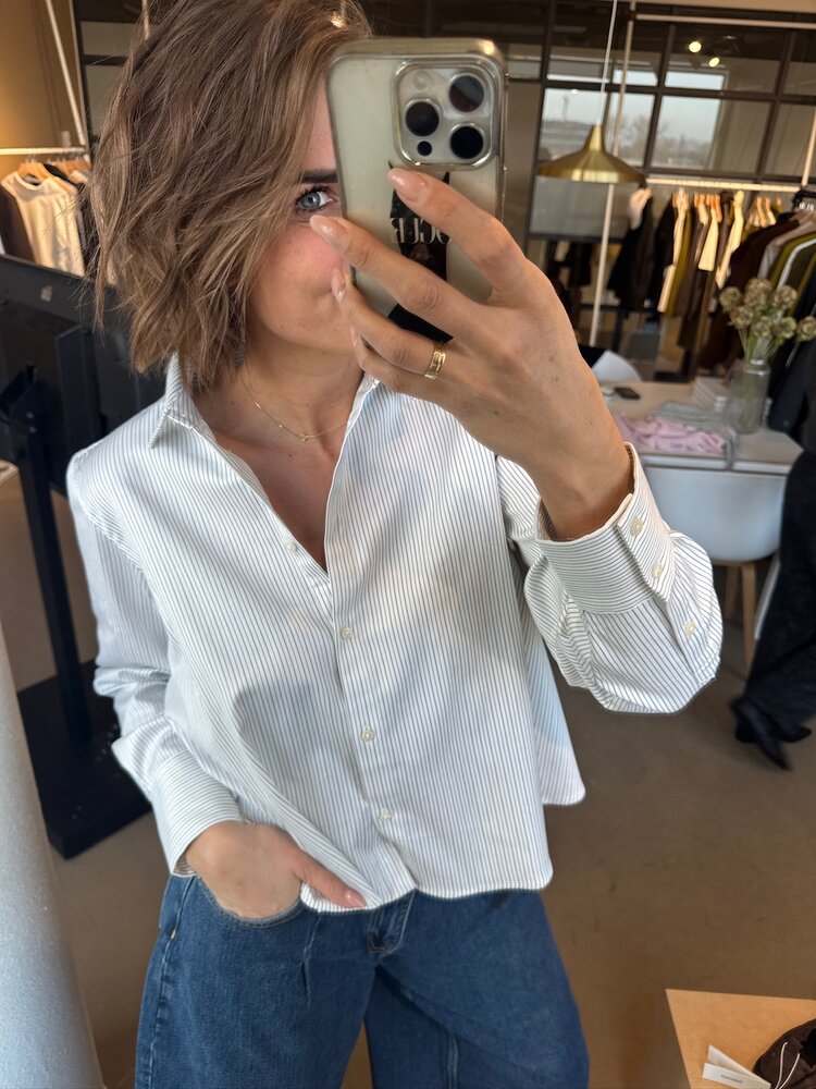Selected Femme Romie LS Relaxed Shirt Avocado Oil/Stripe