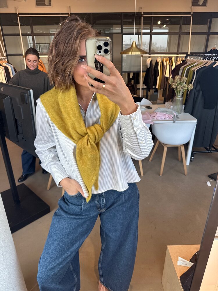 Selected Femme Romie LS Relaxed Shirt Avocado Oil/Stripe