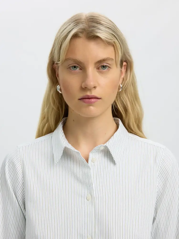 Selected Femme Romie LS Relaxed Shirt Avocado Oil/Stripe
