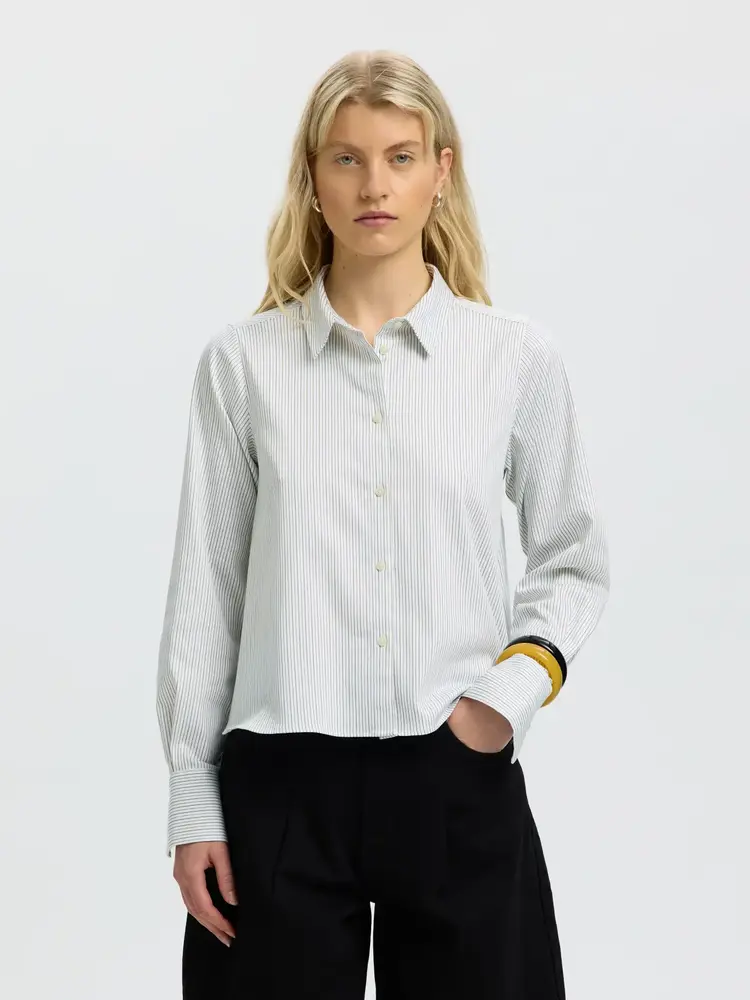 Selected Femme Romie LS Relaxed Shirt Avocado Oil/Stripe