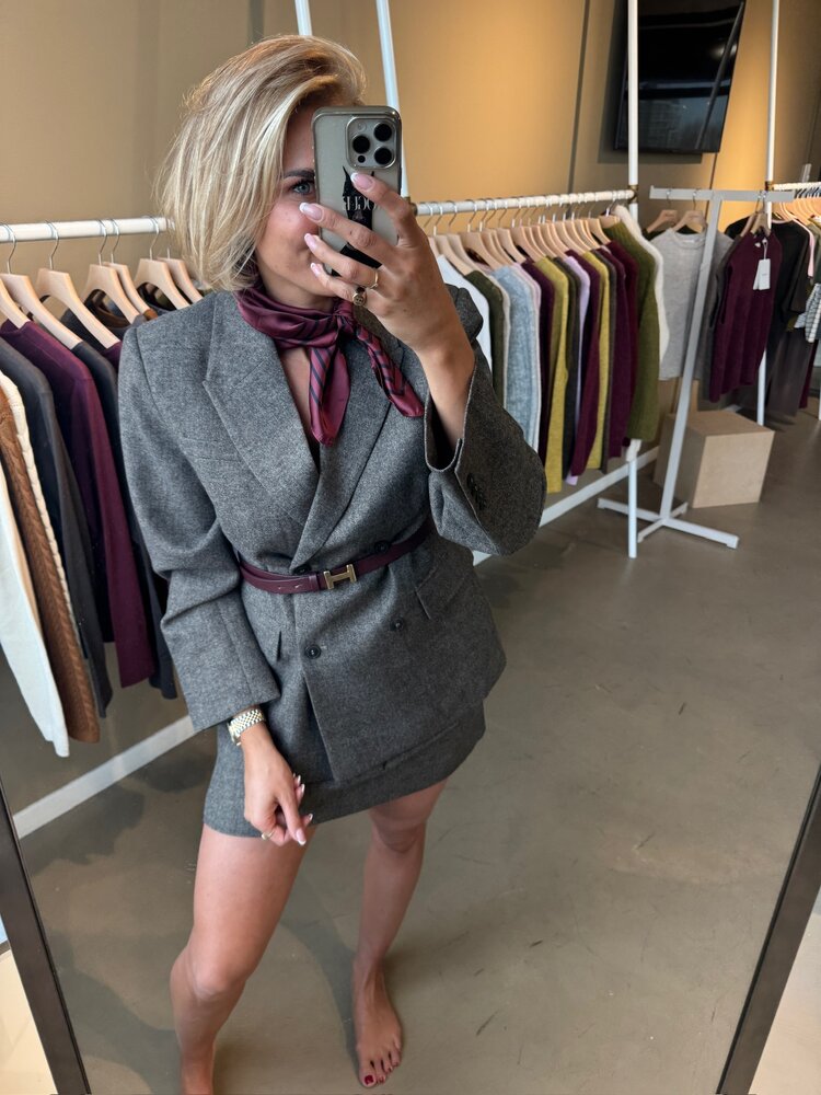 Selected Femme Wreeda Wool Blend HW Short Skirt Noos Brownie/Structure
