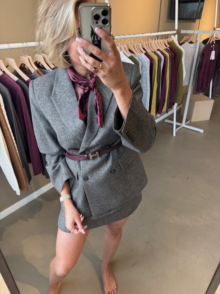 Selected Femme Wreeda Wool Blend HW Short Skirt Noos Brownie/Structure