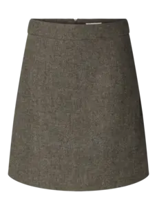 Selected Femme Wreeda Wool Blend HW Short Skirt Noos Brownie/Structure
