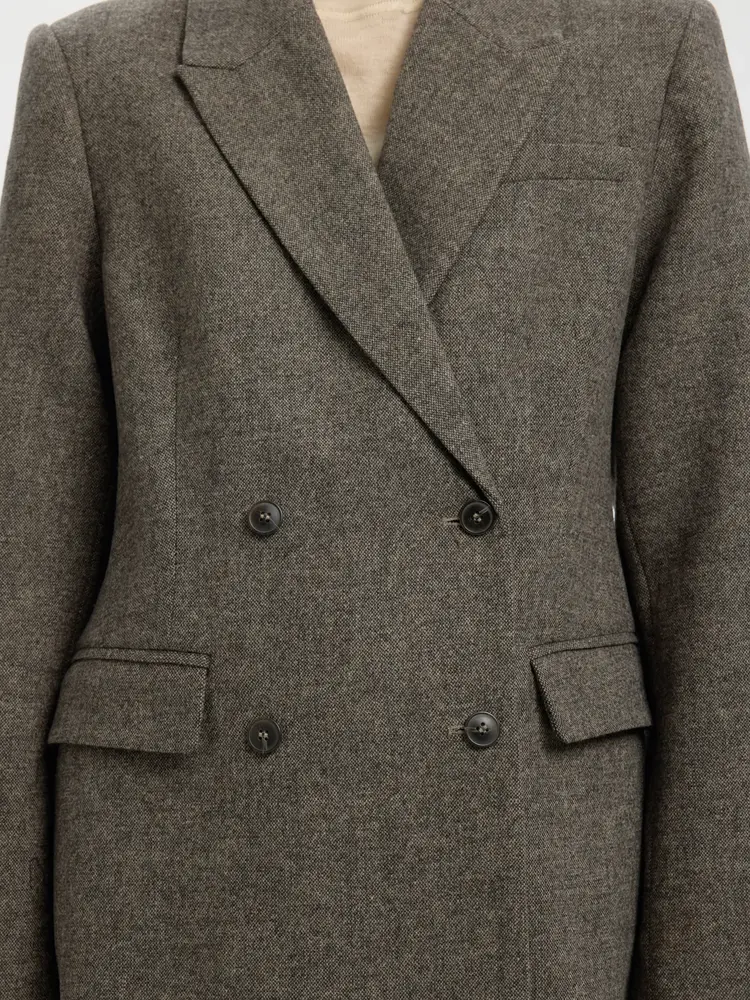 Selected Femme Wreeda Wool Blend DB BlazerNoos Brownie/Structure