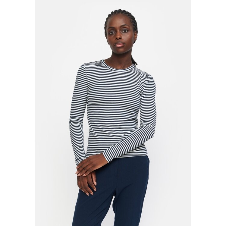 Soft Rebels Fenja Stripe O Neck Top Black