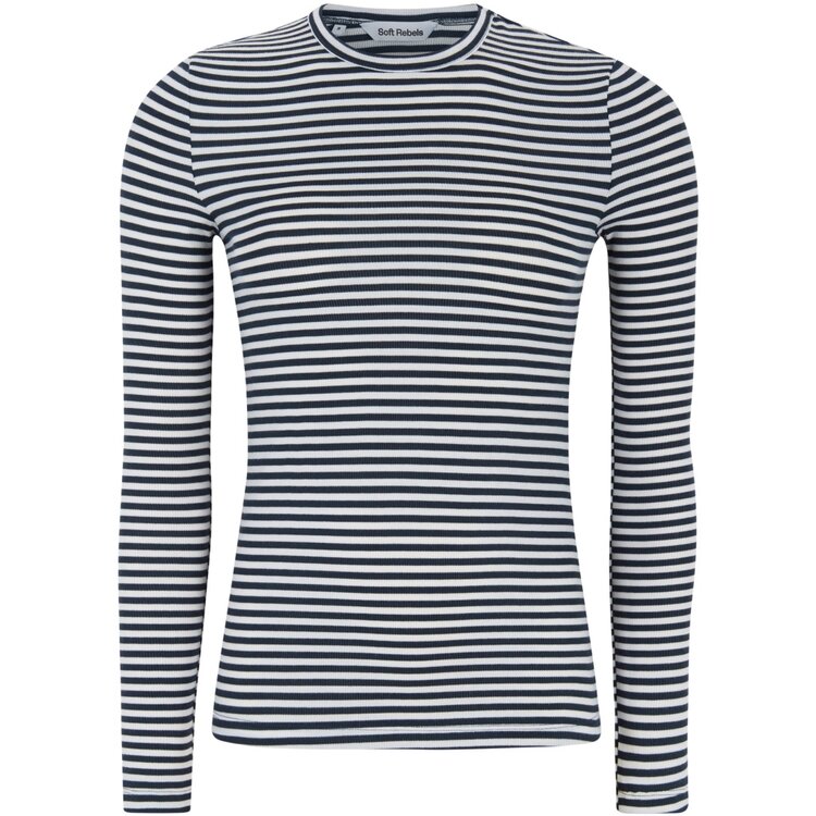 Soft Rebels Fenja Stripe O Neck Top Black
