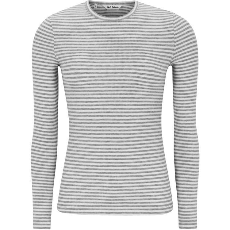 Soft Rebels Fenja Stripe O-Neck Top Light Grey
