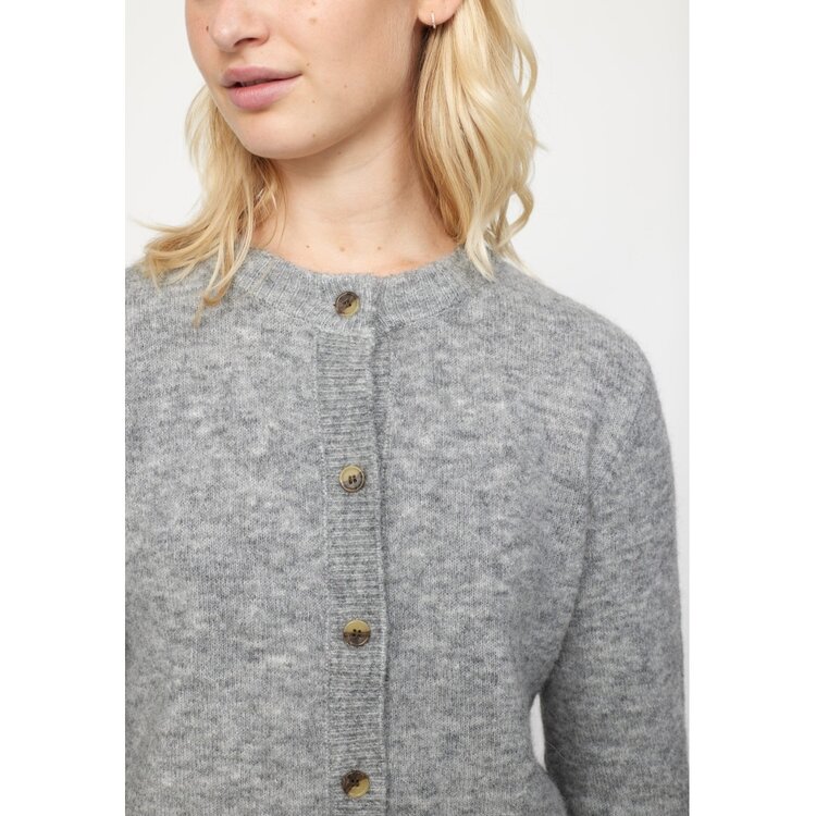 Soft Rebels Allison O Neck Cardigan Knit Medium Grey Melange