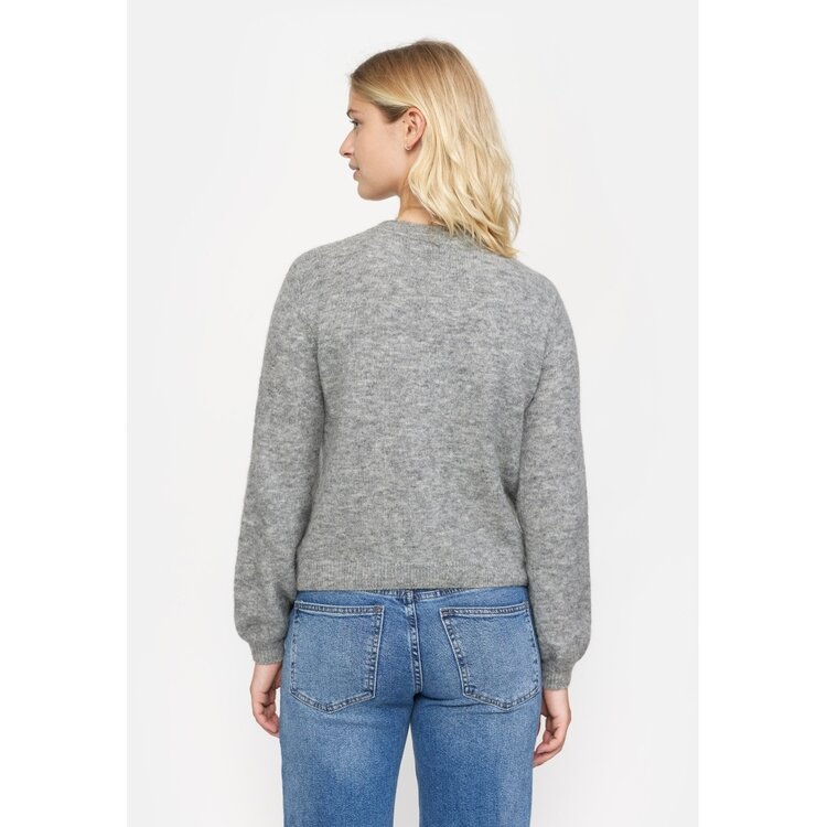 Soft Rebels Allison O Neck Cardigan Knit Medium Grey Melange