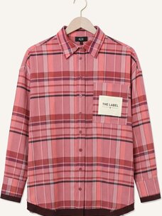 Alix The Label Ladies Woven Checked Blouse Bright Coral