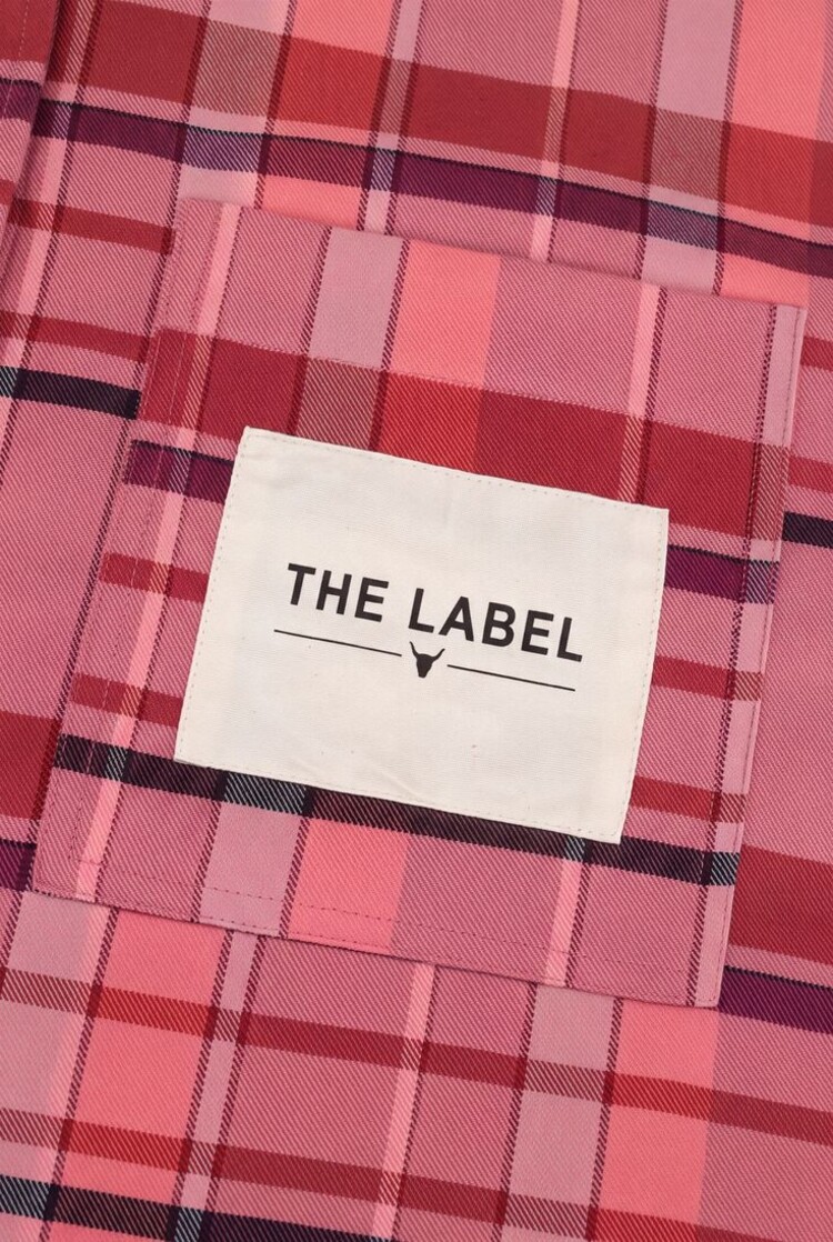 Alix The Label Ladies Woven Checked Blouse Bright Coral