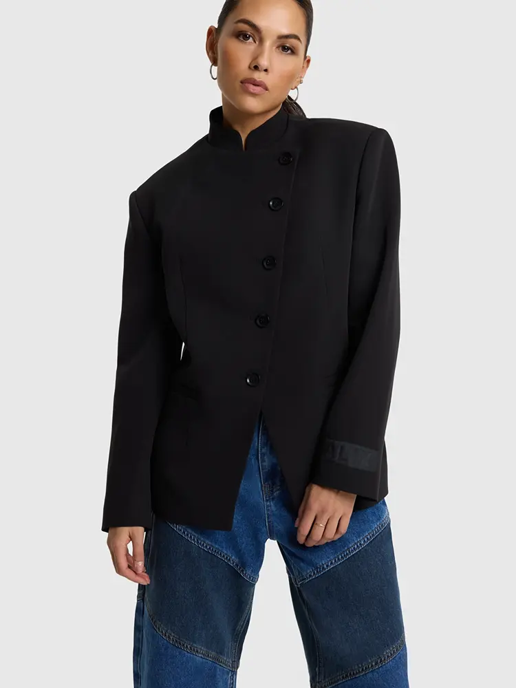 Alix The Label Ladies Woven Militaire Blazer Black
