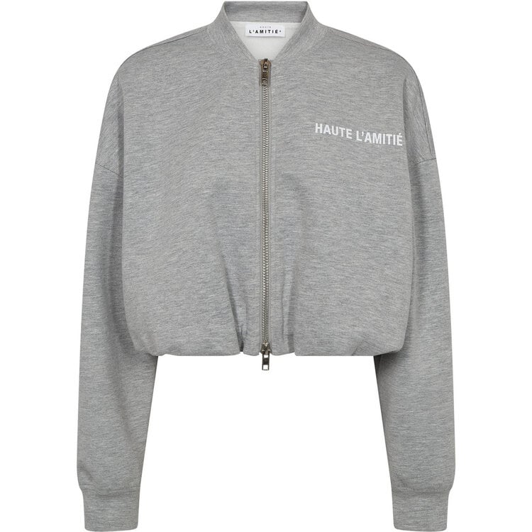 Haute L'Amitié Maxi Crop Zip Sweat Grey Melange