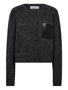 Haute L'Amitié Darcia Reverse Crop Pocket Knit Antracit Melange