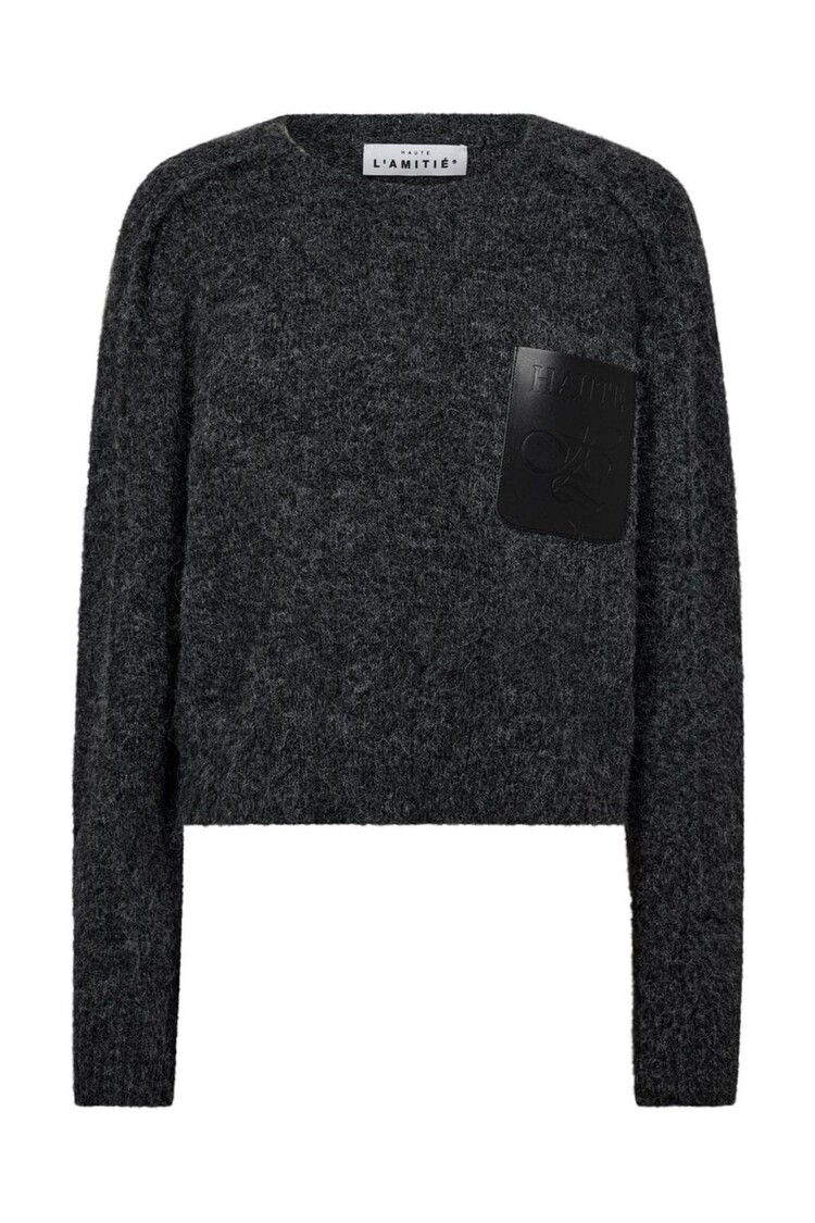 Haute L'Amitié Darcia Reverse Crop Pocket Knit Antracit Melange