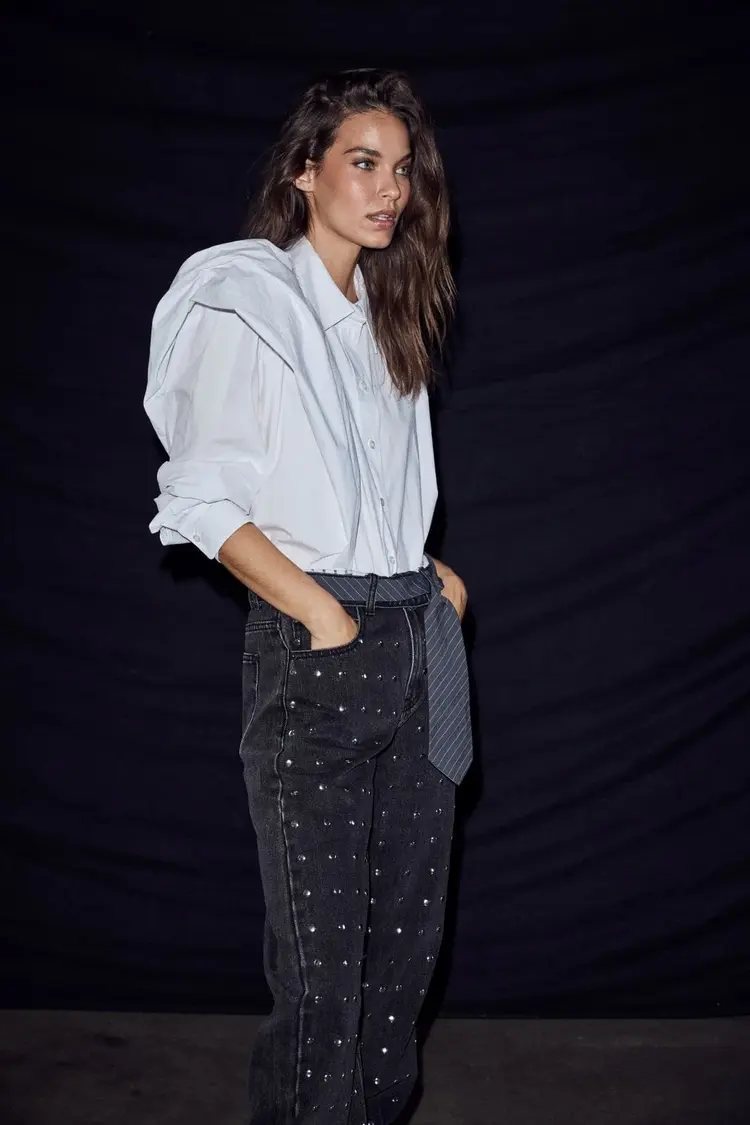 Haute L'Amitié Flip Waist Rivet Tall Jeans Black