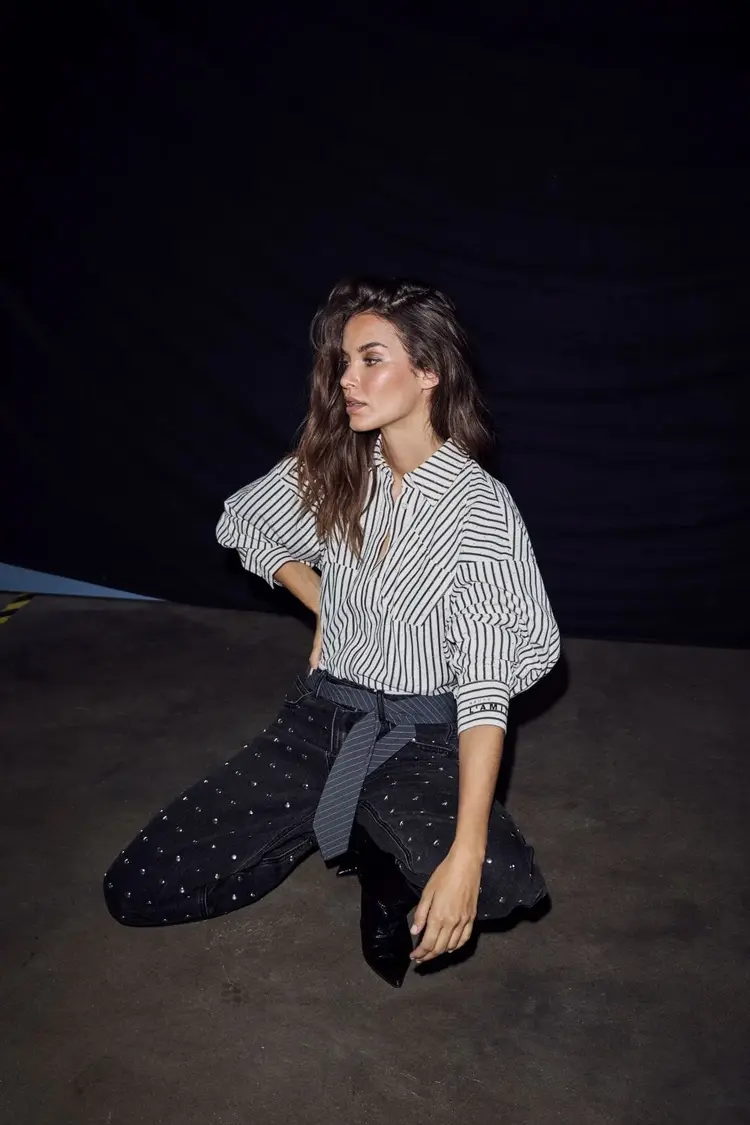 Haute L'Amitié Flip Waist Rivet Tall Jeans Black