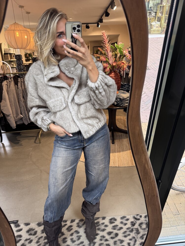Co'Couture CasioCC Teddy Jacket Light Grey