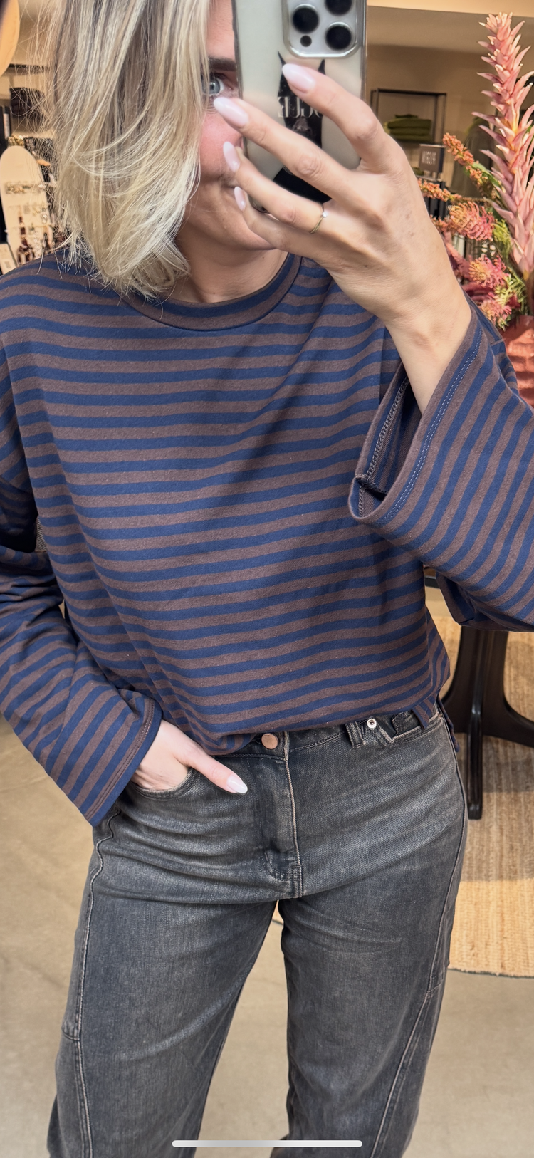 Just be Jolie Marlowe Stripe Tee Blue/Brown