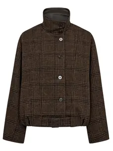 Co'Couture OlvaCC Check Balloon Jacket Dark Brown