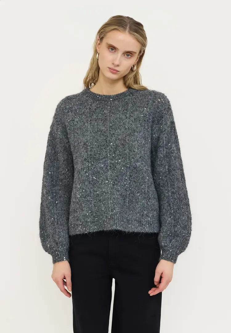 Soft Rebels SRFrances Sequin Knit Dark Grey Melange