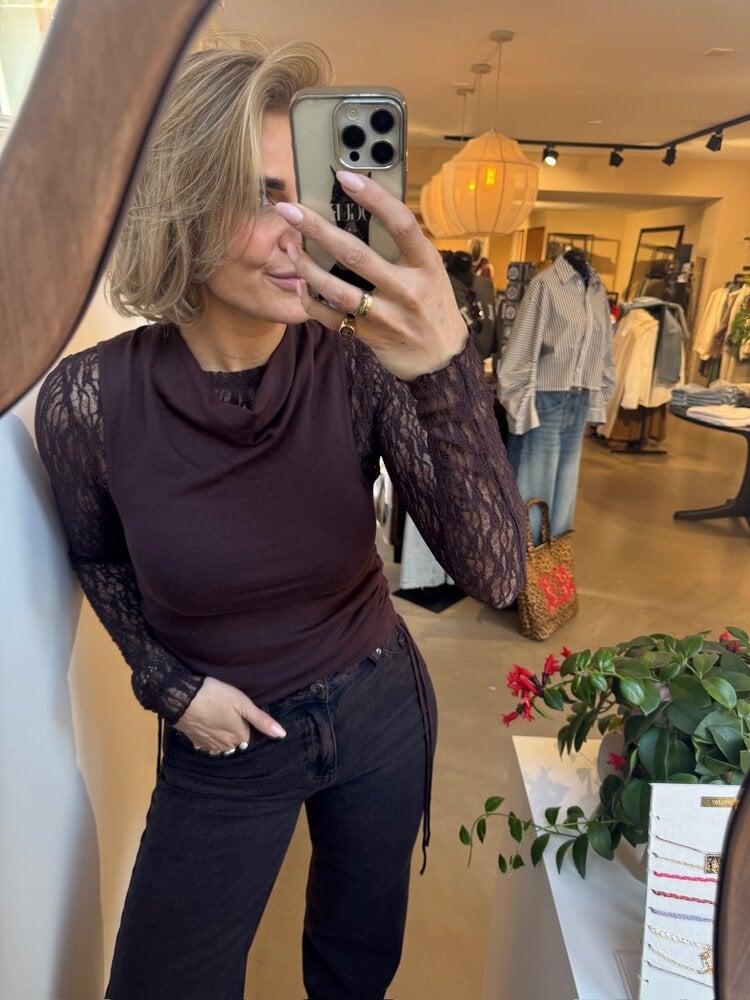 Soft Rebels SREma Willa Midwaist Wide Jeans Chocolate Plum