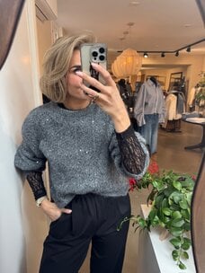 Soft Rebels SRFrances Sequin Knit Dark Grey Melange