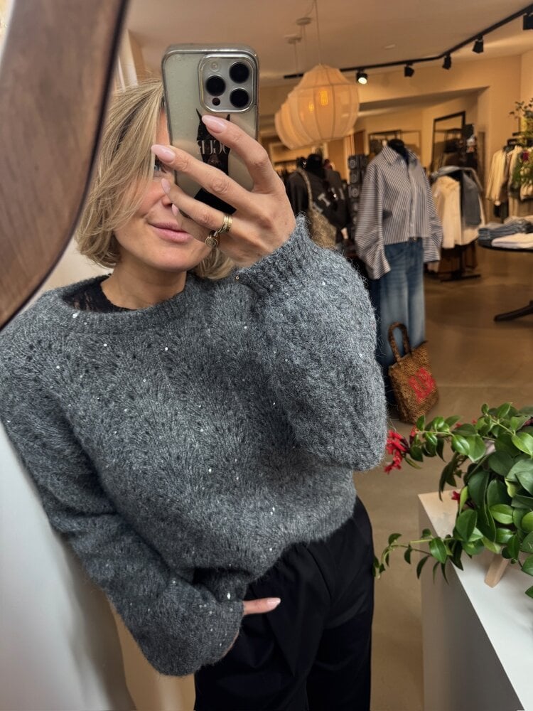 Soft Rebels SRFrances Sequin Knit Dark Grey Melange