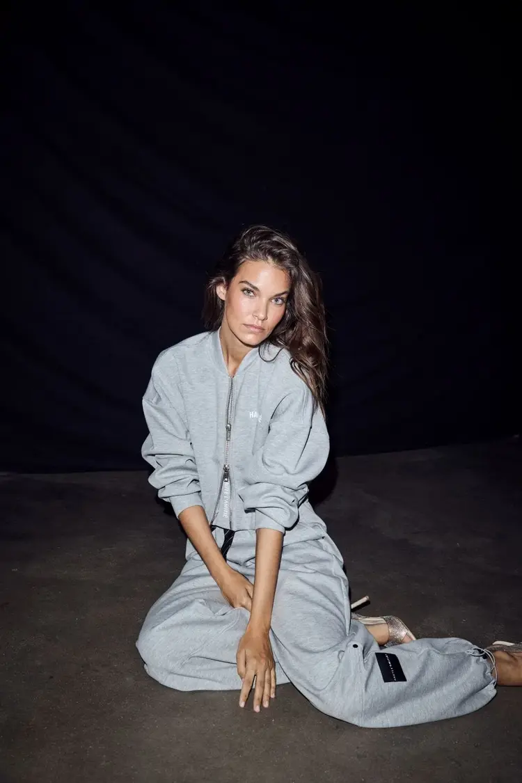 Haute L'Amitié Maxi Crop Zip Sweat Grey Melange
