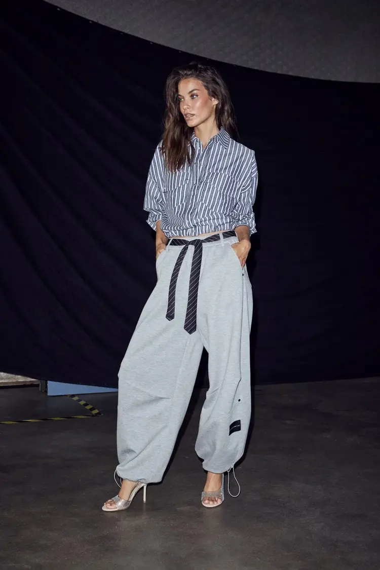 Haute L'Amitié Maxi Split Tie Tall Pant Grey Melange