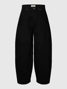 Selected Femme Barrel Loose Nanet Black HW Jeans Black Denim
