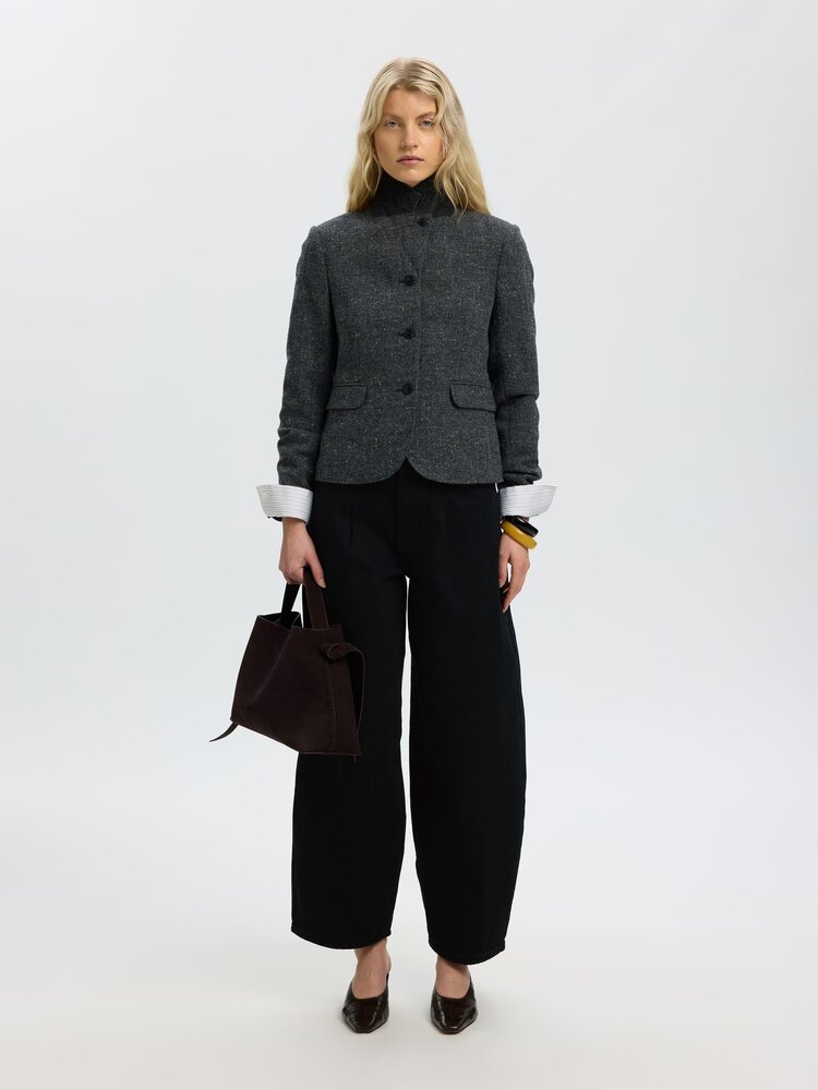 Selected Femme Barrel Loose Nanet Black HW Jeans Black Denim