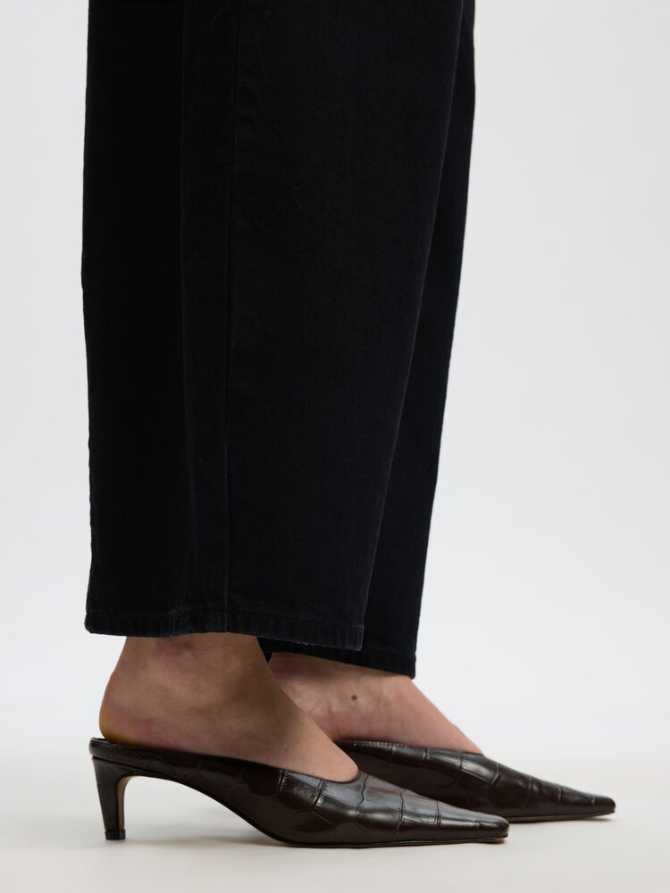 Selected Femme Barrel Loose Nanet Black HW Jeans Black Denim