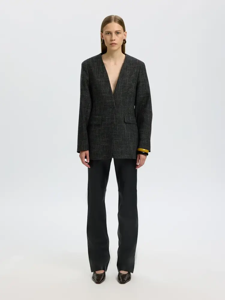 Selected Femme Relaxed Malia Structure Blazer Dark Grey