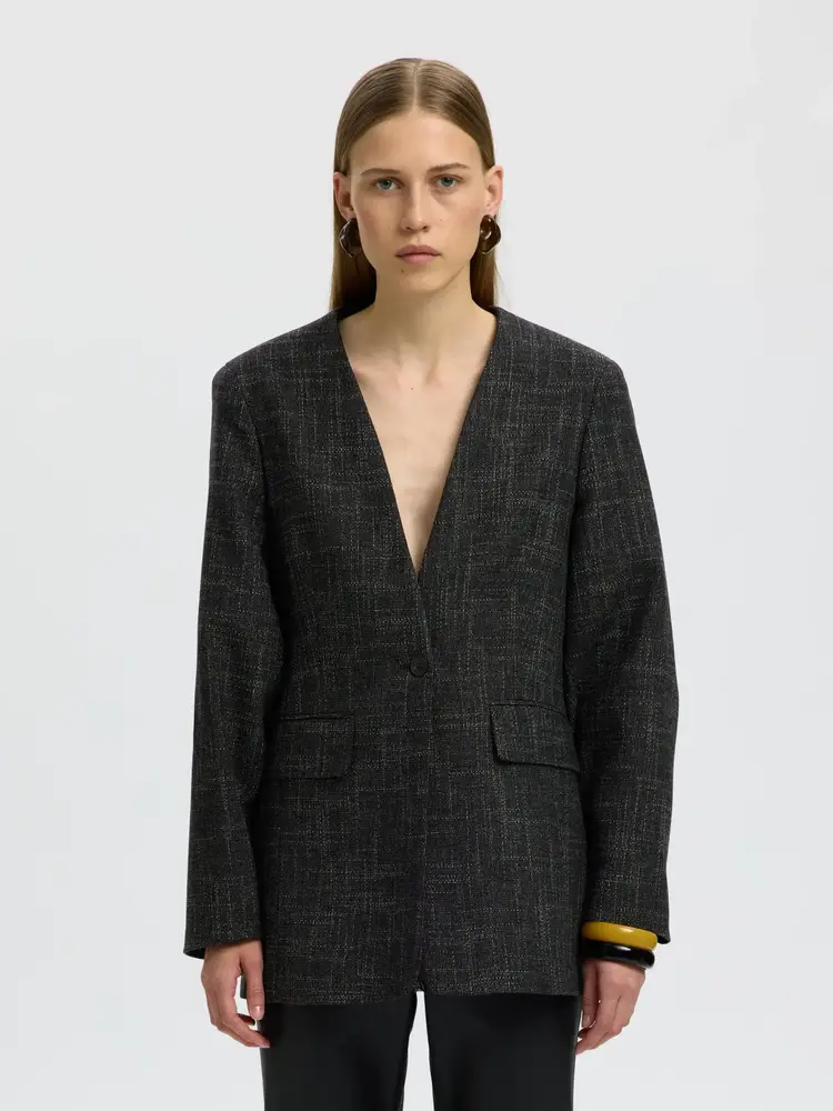 Selected Femme Relaxed Malia Structure Blazer Dark Grey