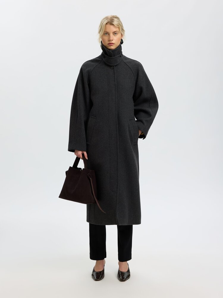 Selected Femme Raey Manteco Coat Dark Grey/Melange