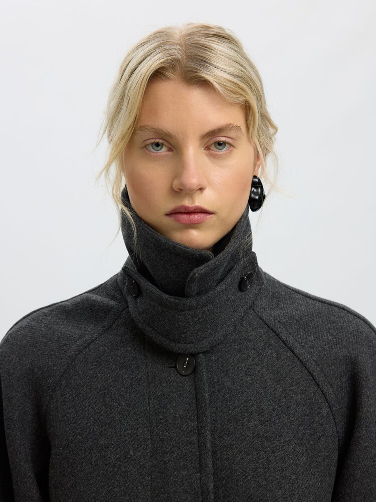Selected Femme Raey Manteco Coat Dark Grey/Melange