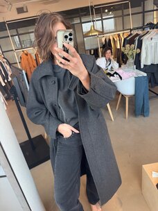 Selected Femme Raey Manteco Coat Dark Grey/Melange
