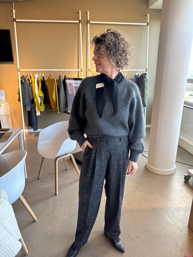 Selected Femme Barrel Malia MW Pants Dark Grey