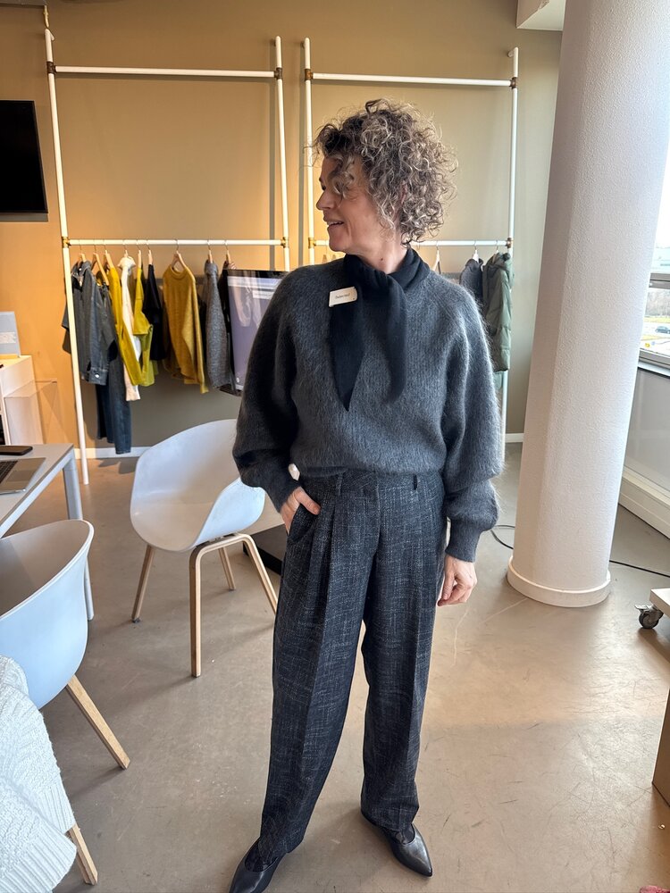 Selected Femme Barrel Malia MW Pants Dark Grey
